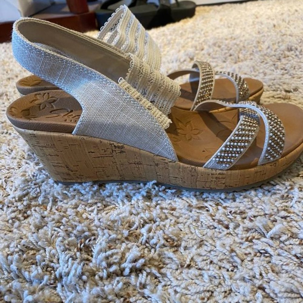 Skechers Cali Luxe Wedge Sandals Size 7 - Picture 2 of 4